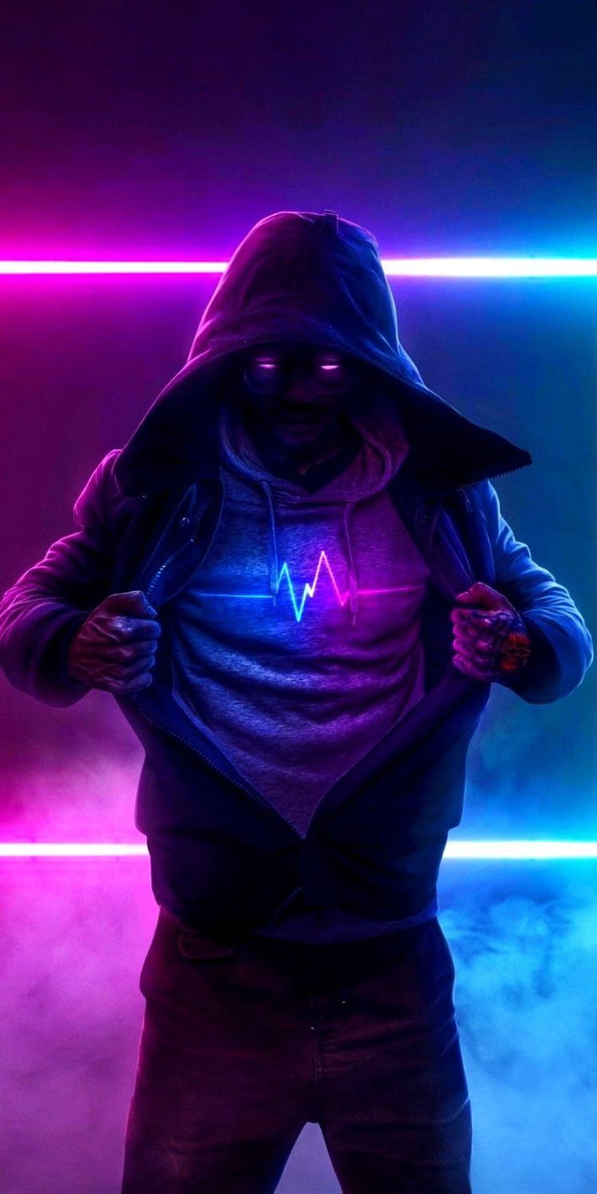 Neon anime, electric blue, magenta, HD phone wallpaper