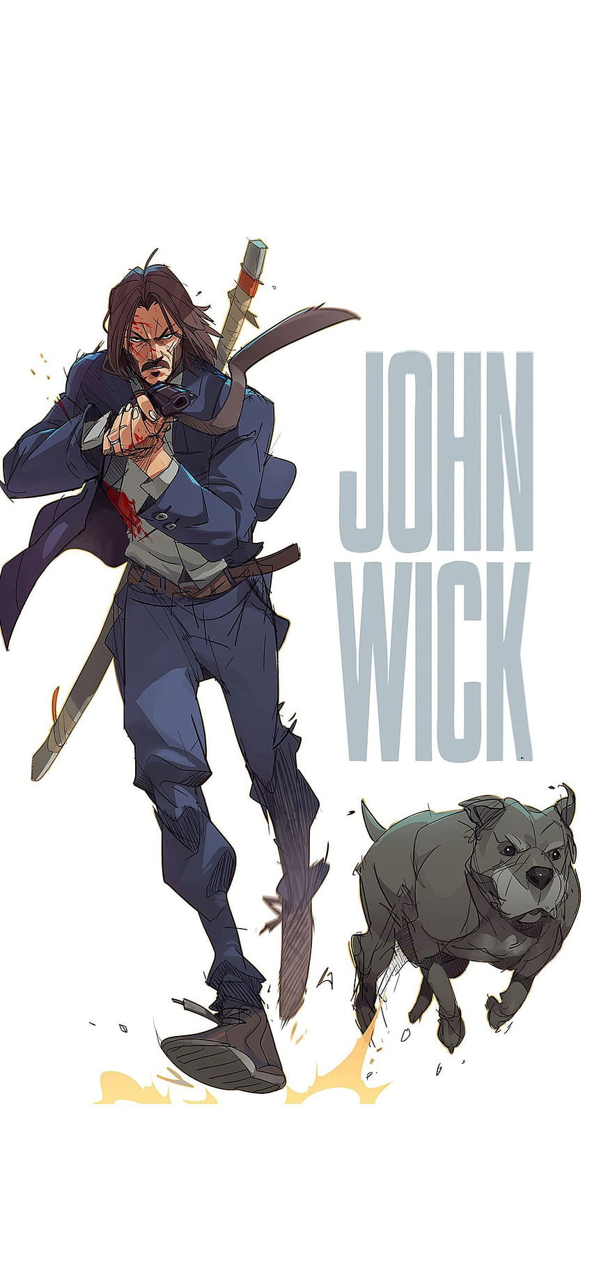 John Wick grafika iPhone 11, John Wick Anime Tapeta na telefon HD
