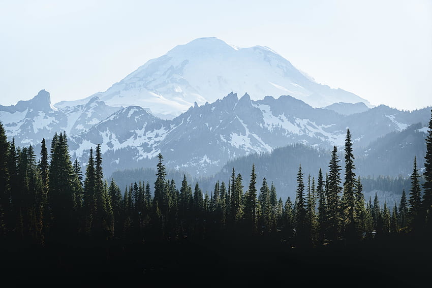 Summit, glacier, mountain Rainier, nature HD wallpaper