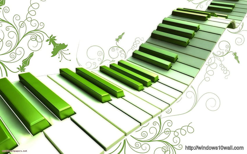 Soyut Sanat Müziği Yeşil Piyano - Windows 10 HD duvar kağıdı