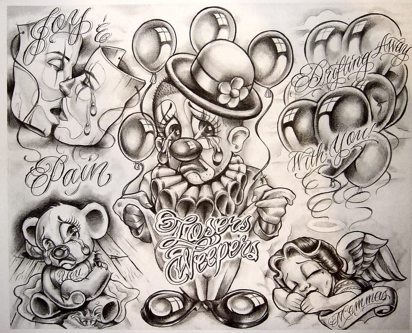 Gangsta Draw Gangster Tattoo Flash. Boog Cartoon Gangster, Chicano HD wallpaper