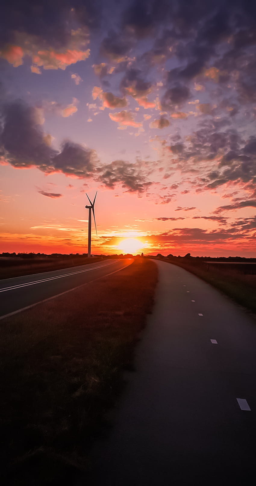 Sunset, cloud, orange, sky, sunrise, nature, holland, windmill, netherlands, nice HD phone wallpaper