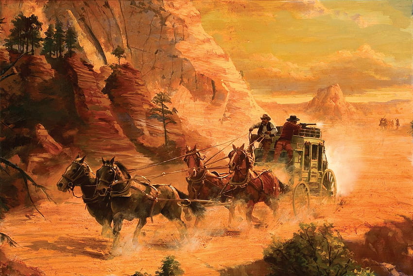 western art, Cowboy Painting HD wallpaper