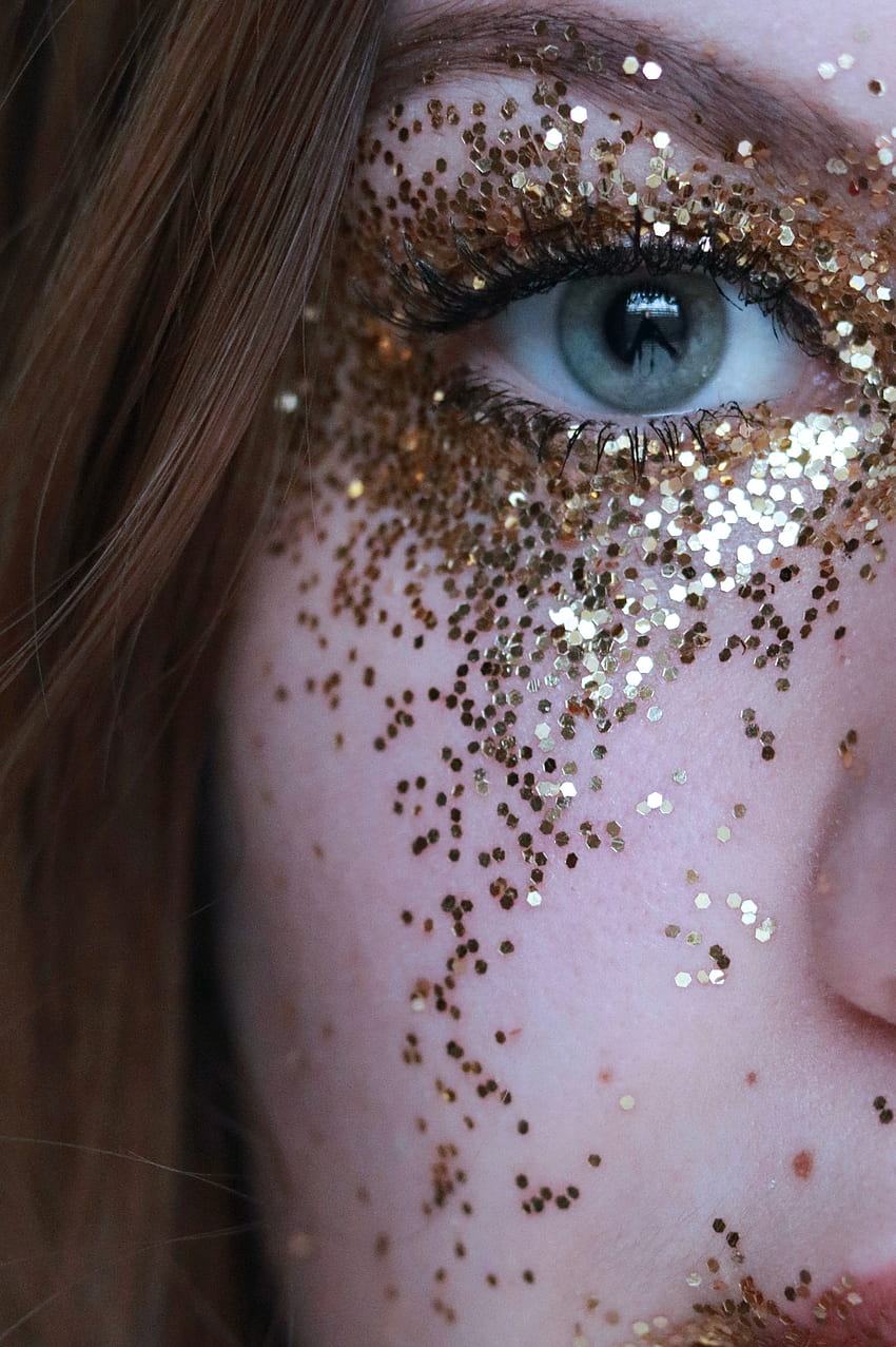 Close Up Of Woman With Gold Glitters On Her Face · Stock , Golden Woman HD phone wallpaper