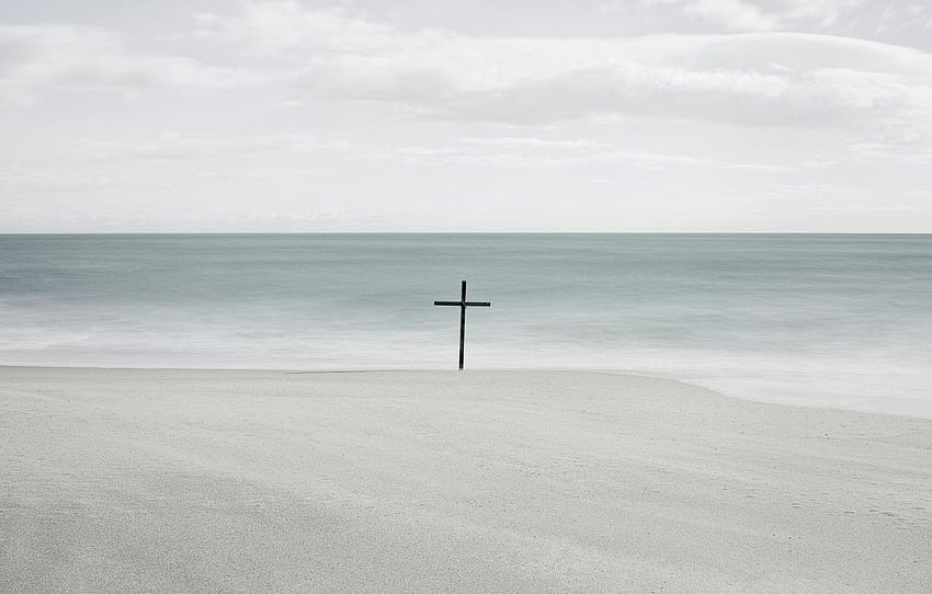 sea, shore, cross for , section минимализм -, Minimalist Cross 高画質の壁紙