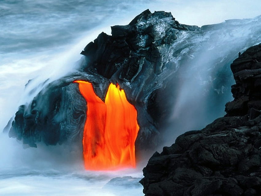 Fluxo de lava, vulcão, erupção papel de parede HD