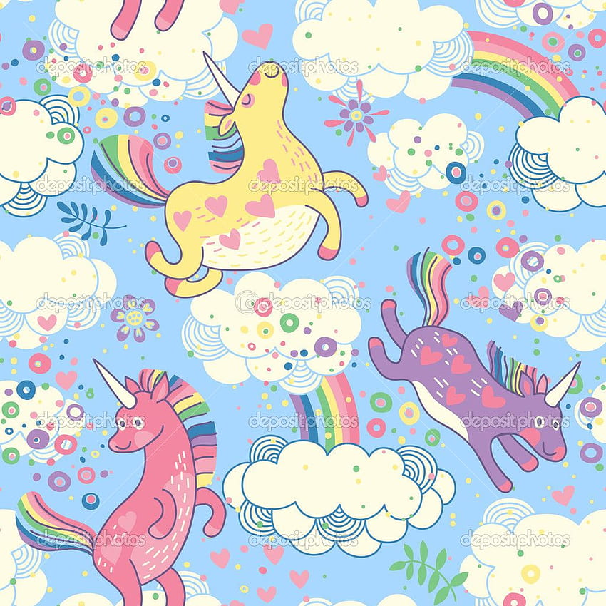 Cute Unicorns And Rainbows & - Becuo, Girly Rainbow HD phone wallpaper ...