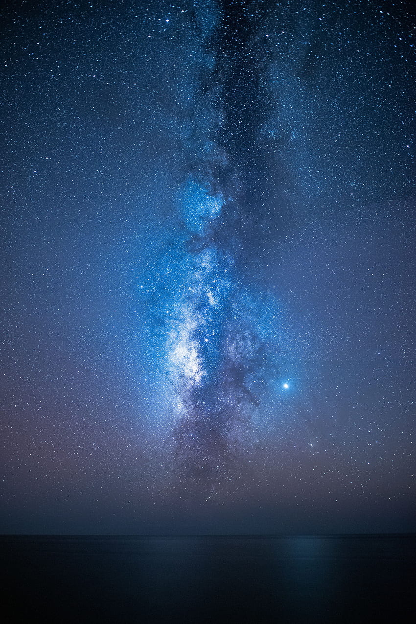 Sea, Stars, Night, Dark, Starry Sky, Milky Way HD phone wallpaper