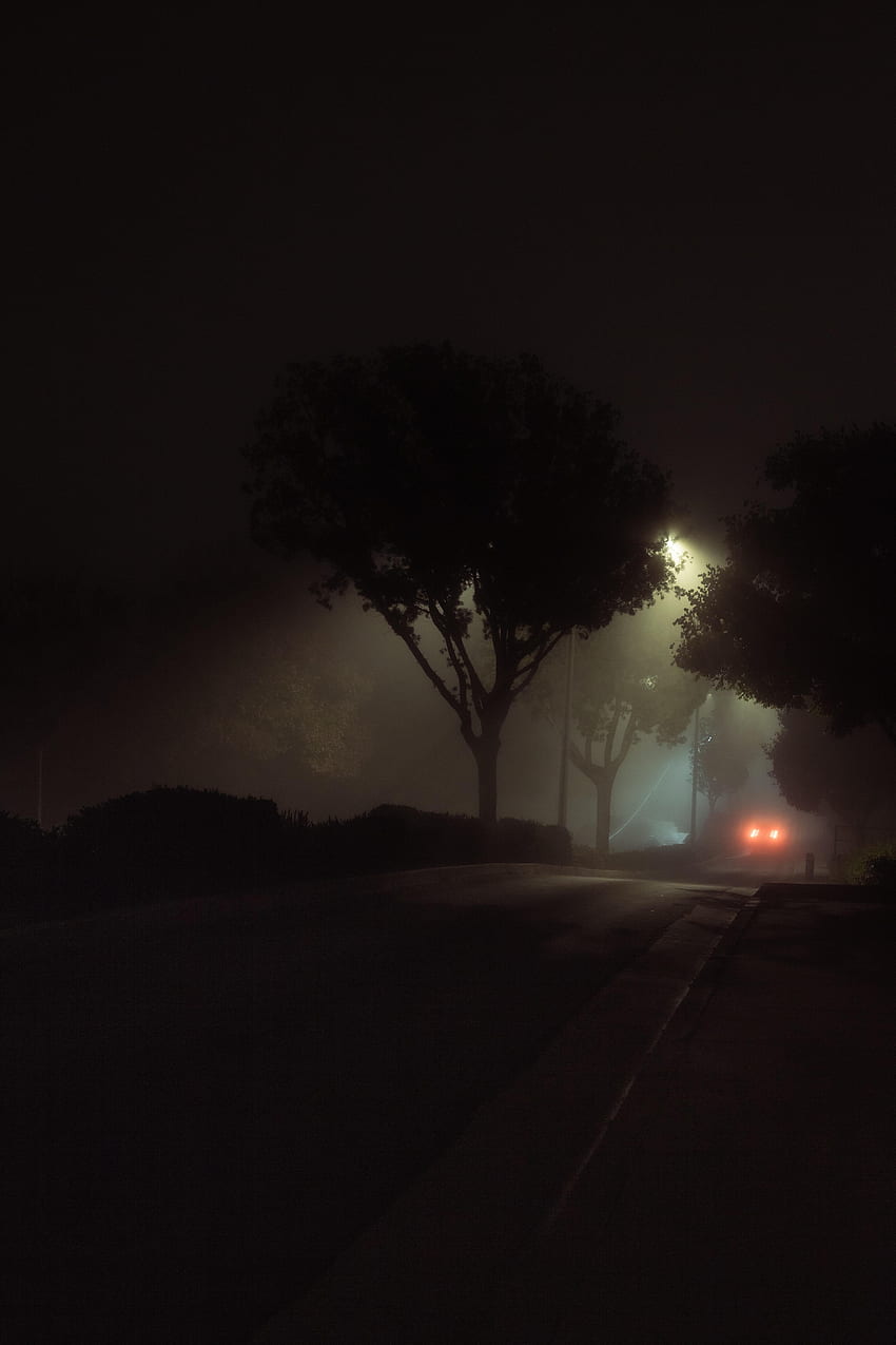 Nacht, Lichter, Dunkel, Nebel, Auto, Straße HD-Handy-Hintergrundbild