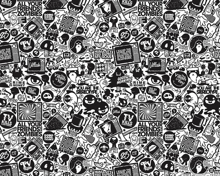 High Resolution Doodle Art Black And White, Mr Doodle HD wallpaper