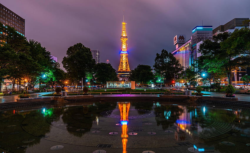 Sapporo Jepang pada Resolusi Malam , Kota , , dan Latar Belakang, Kota Jepang Wallpaper HD
