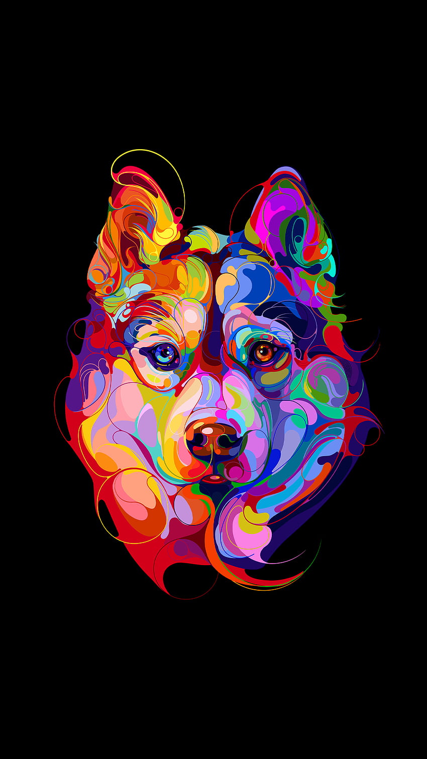 Telefon Oled - kolorowy pies, Kolorowy pies Tapeta na telefon HD
