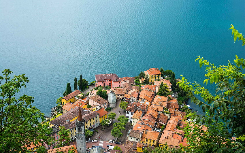 Lac de Côme, Varenna, Italie, maisons Fond d'écran HD