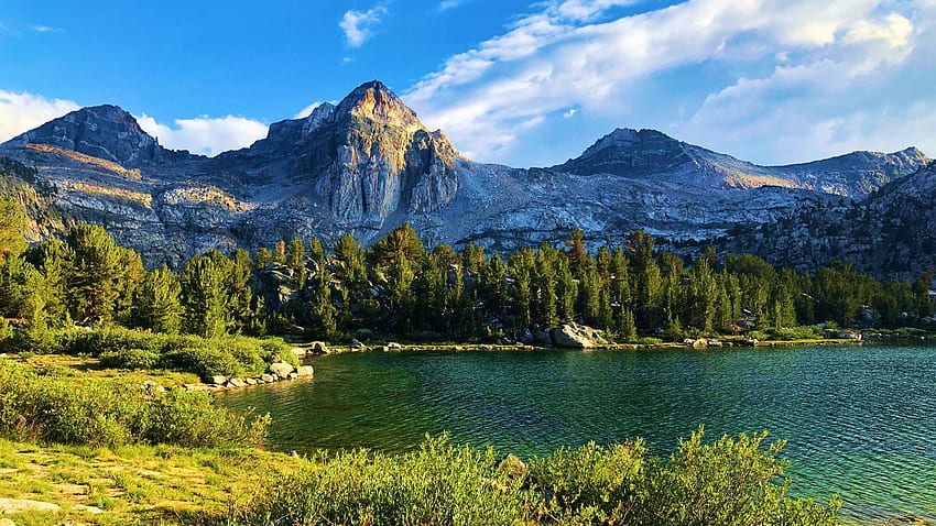 Rae Lakes - Kings Canyon National Park, clouds, trees, USA, sky, forest, mountains, California HD wallpaper