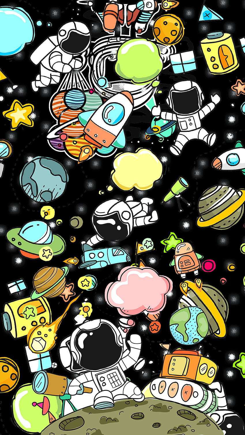 Astronaut in the space, Cartoon Astronaut Phone HD phone wallpaper