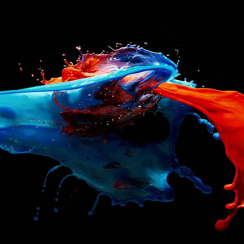 Paint Splash Art Illust Dunkelblau Rot, Farbtropfen HD-Handy-Hintergrundbild