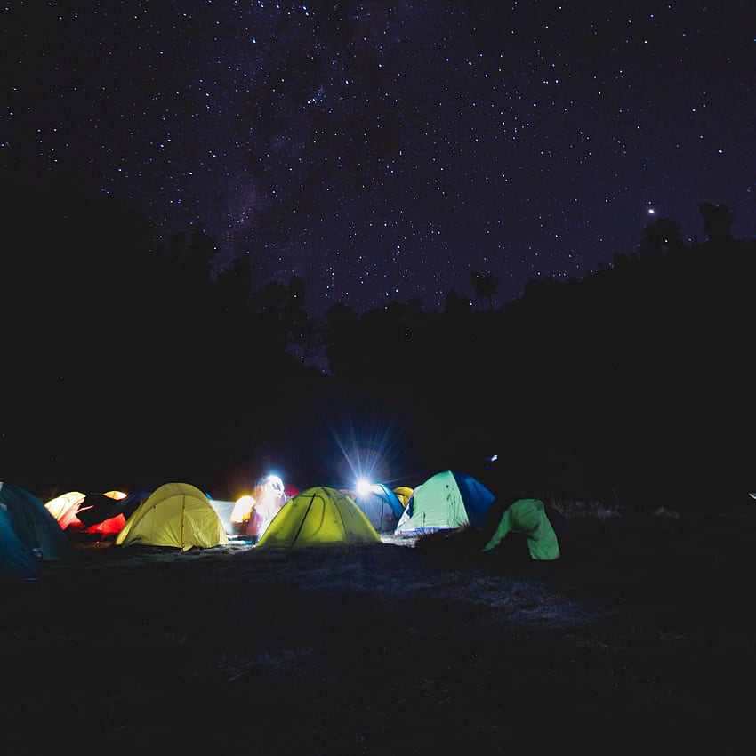 tenda, campeggio, cielo stellato, tende, notte ipad pro 12.9 retina per parallasse, Spring Camping Sfondo del telefono HD