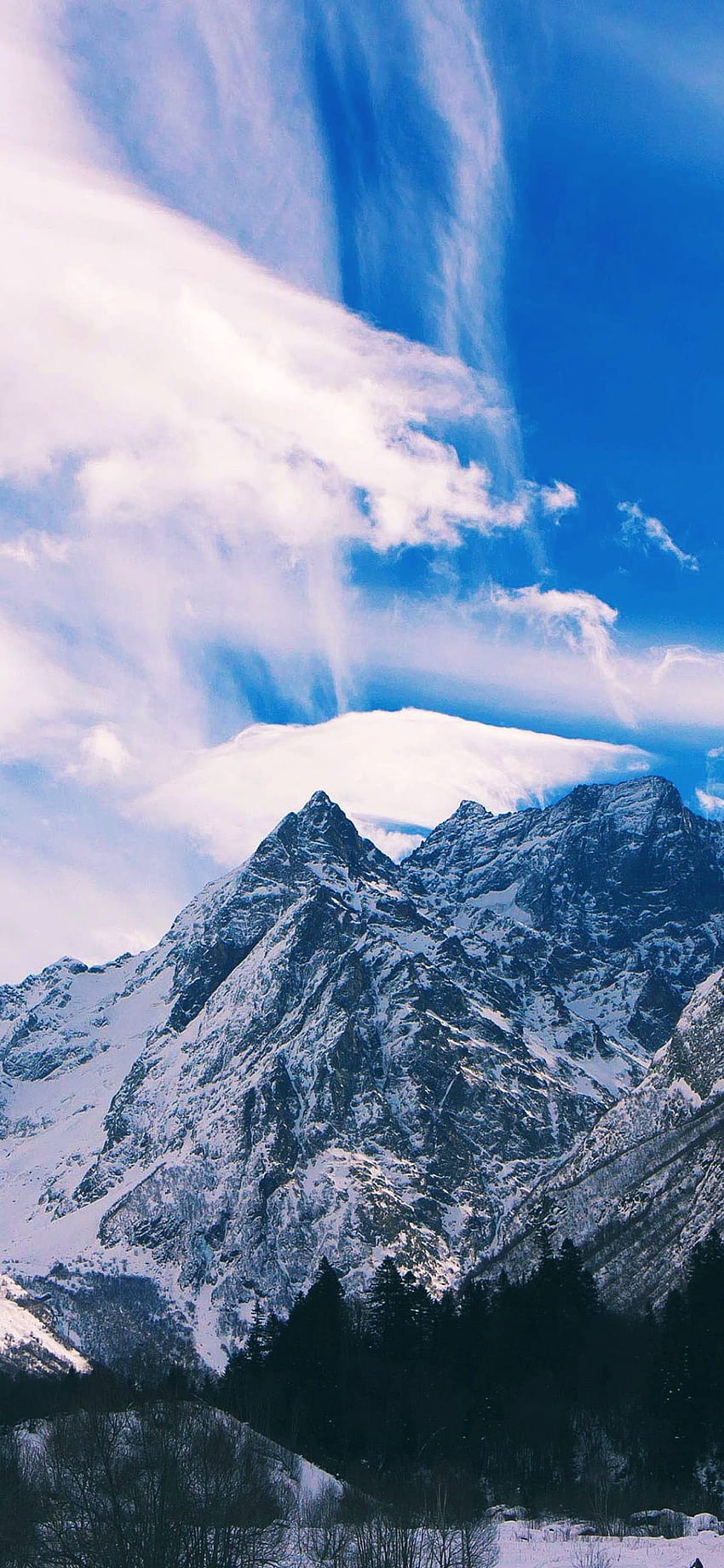 눈 덮인 산 풍경 구름. .sc iPhone XS Max, 구눙 HD 전화 배경 화면