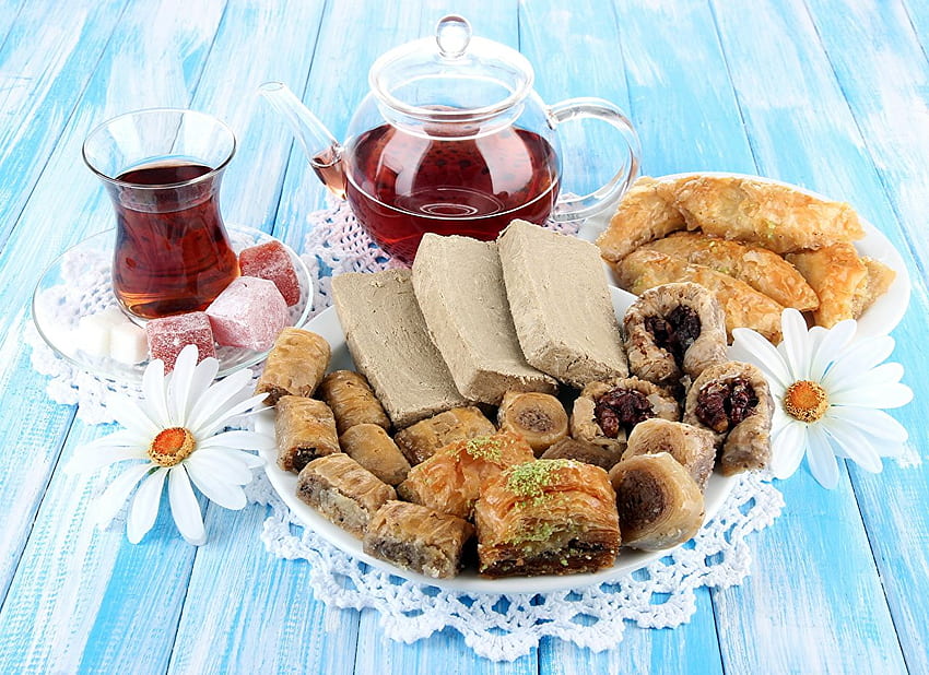 Turkish Tea Buns Food Sweets Baking Drinks HD wallpaper