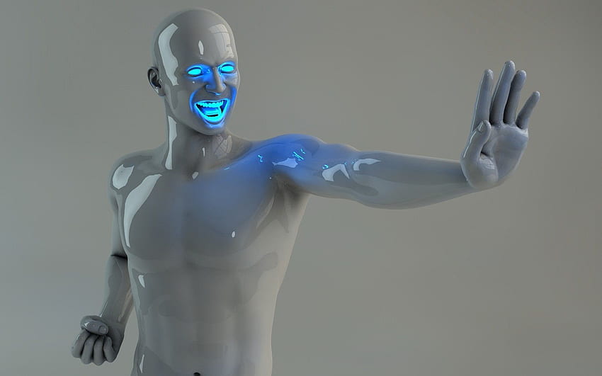 3D, Neon, Human, Person, Robot, Gesture, Hit, Blow, Dummy, Mannequin HD wallpaper