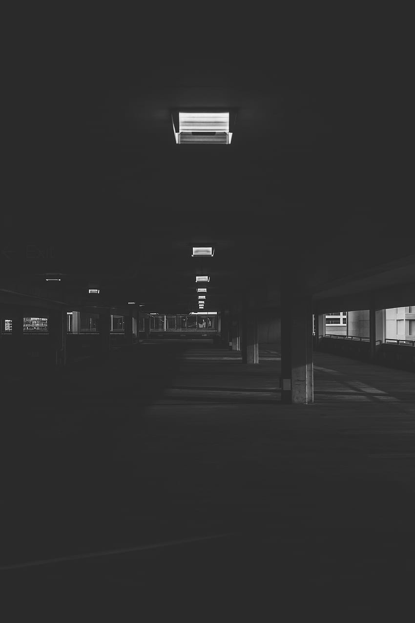 Oscuro, Bw, Chb, Estacionamiento, Subterráneo fondo de pantalla del teléfono