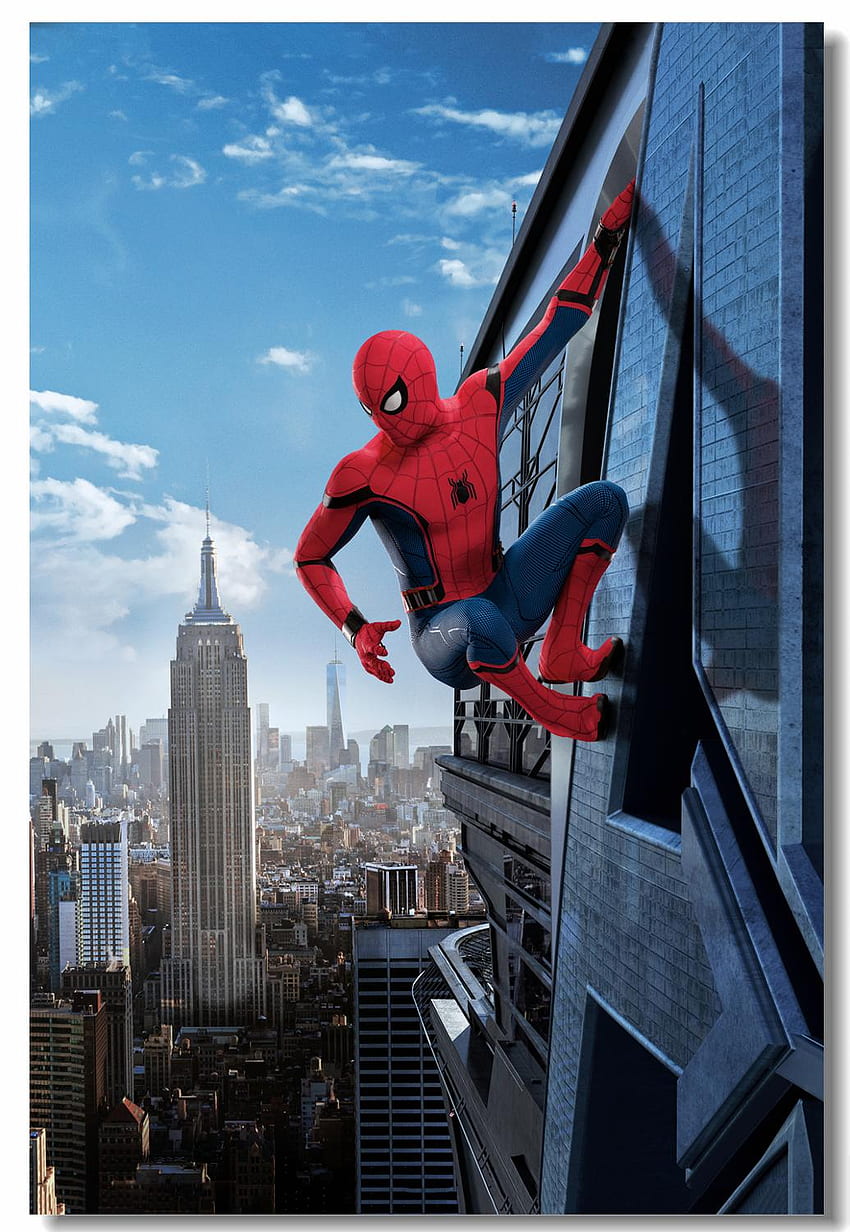Kustom Kanvas Seni Spider Man Homecoming Poster Marvel Mural Klasik Stiker Dinding Rumah Stiker Hadiah Natal wallpaper ponsel HD