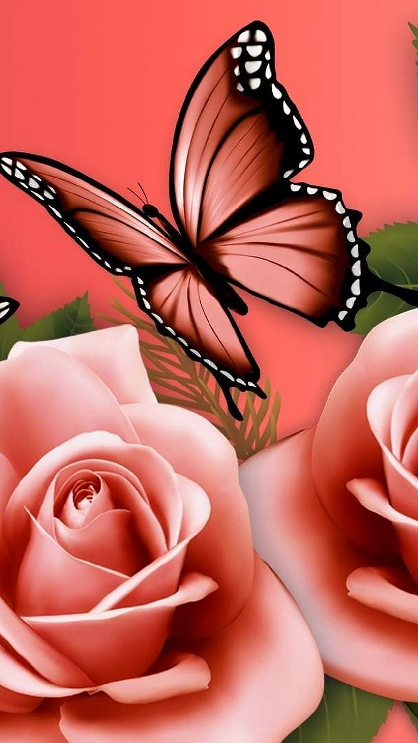 iPhone farfalla rosa, iPhone fiore farfalla Sfondo del telefono HD