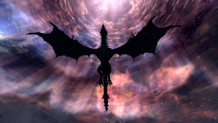 Последният полет на Алдуин. Skyrim, Elder Scrolls HD тапет