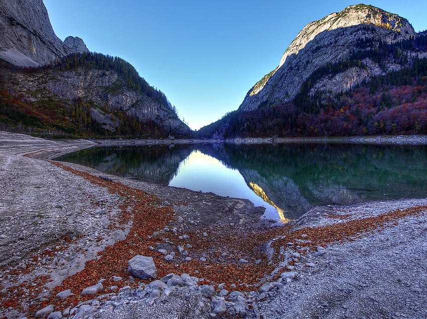 paisagem, natureza, montanhas, lago, reflexão papel de parede HD