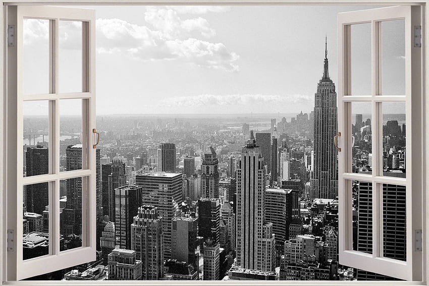 Huge 3D Window New York City View Wall Stickers Mural Film Art HD wallpaper