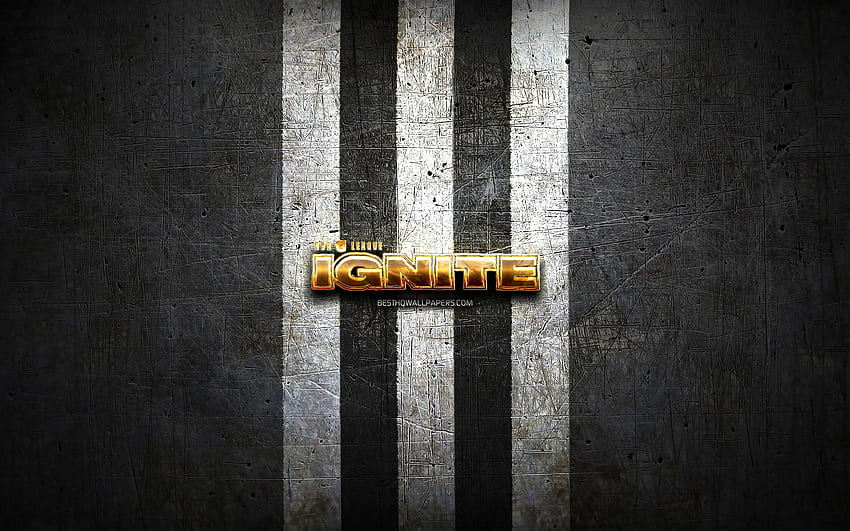 G League Ignite, golden logo, NBA G League, black metal background, american basketball team, G League Ignite logo, basketball, USA HD wallpaper