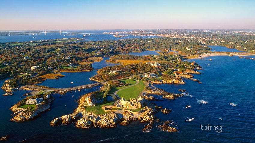 Aerial view of Ocean Drive in Newport Rhode Island HD wallpaper