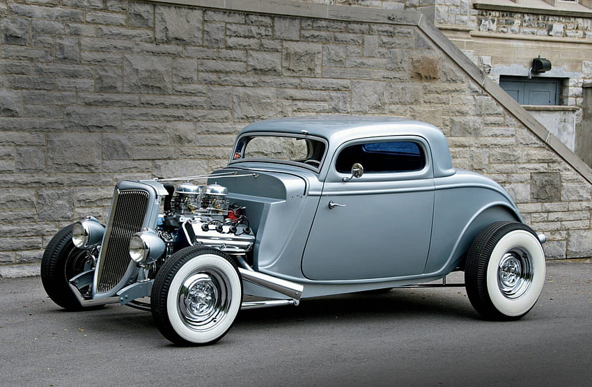 1934-Ford-Coupé, Whitewalls, Hotrod, classico, motore Sfondo HD