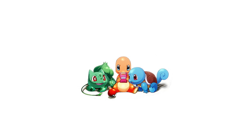 Pokemon starters playing on a gameboy []: HD wallpaper