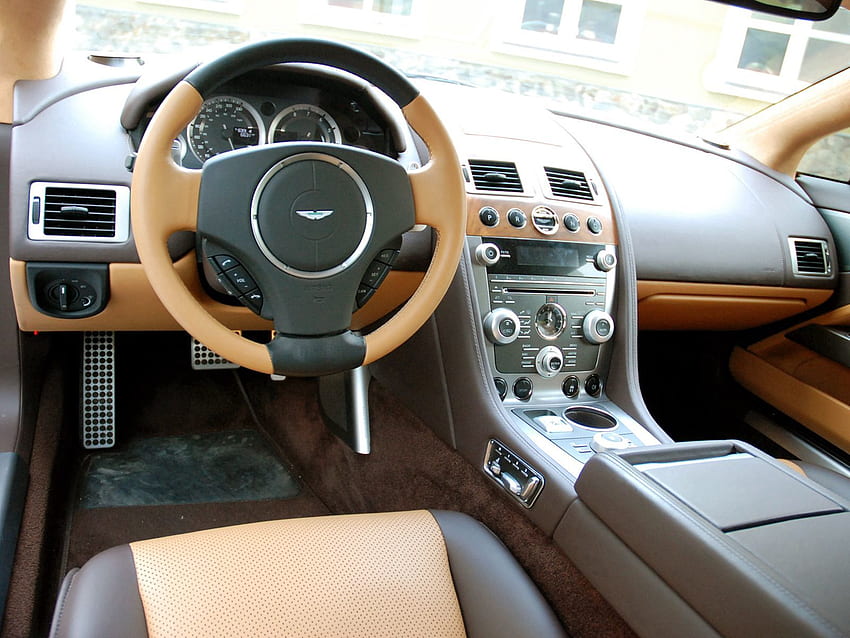 Wnętrze, Aston Martin, Samochody, Brązowy, Kierownica, Ster, Salon, Prędkościomierz, 2011, Rapide Tapeta HD