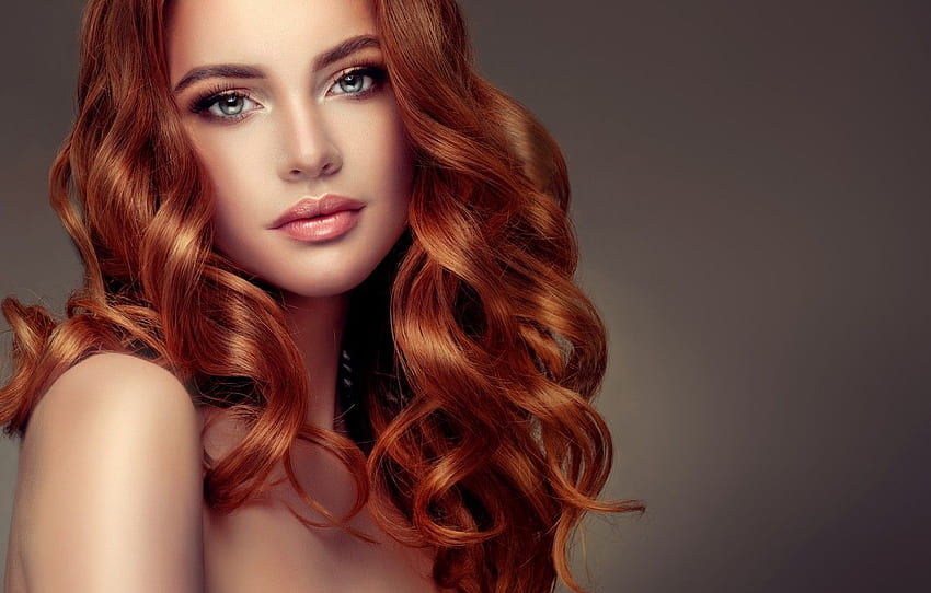 włosy, portret, makijaż, fryzura, czerwony, piękny, włosy, kręcone, edwardderule for , sekcja девушки Tapeta HD