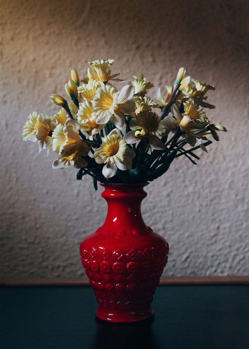 Flowers, Narcissussi, Bouquet, Vase HD phone wallpaper