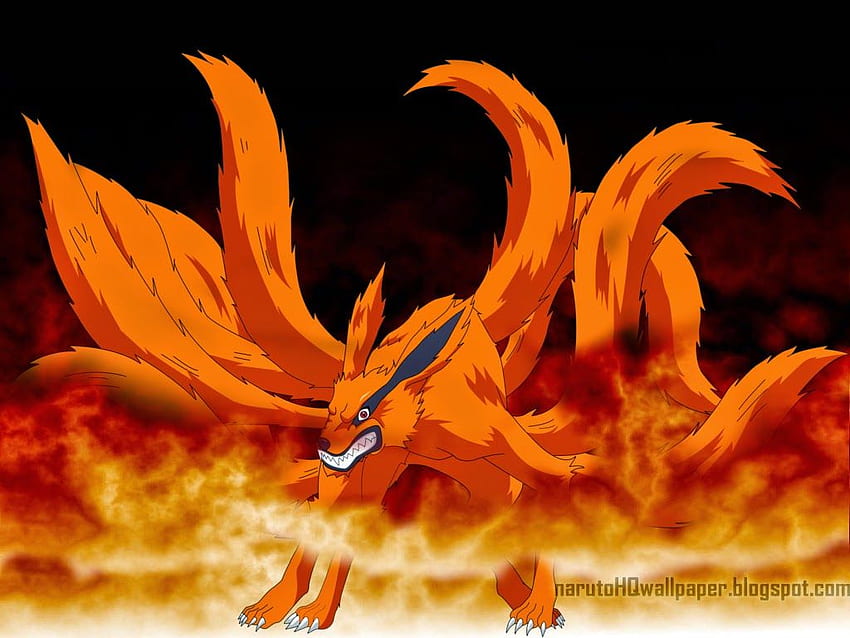 Kurama Kyuubi: Dziewięcioogoniasty demoniczny lis. Naruto Shippuden Tapeta HD