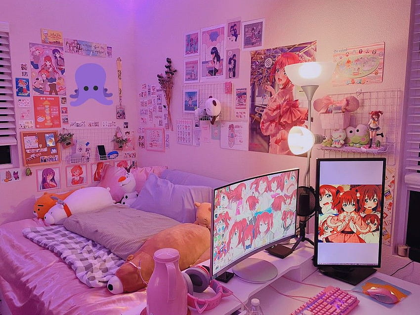 Kawaii gamer girl aspirations ideas in 2021. kawaii room, gamer room, otaku room, Anime Gamer Room HD wallpaper