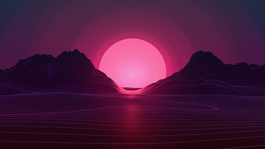 Sun In Retro Wave Mountains , Artist , , and Background, Vintage ...