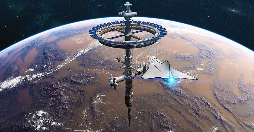 Station spatiale en orbite martienne par Glenn Clovis. Art de la station spatiale, Station spatiale, Métiers spatiaux, Future Space Station Fond d'écran HD