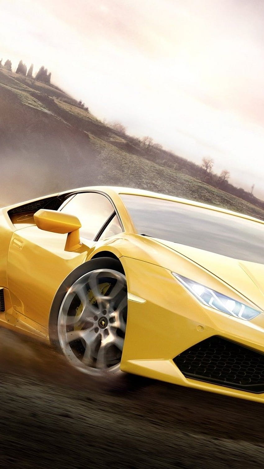 Forza Horizon 2, Lamborghini Huracan, Yellow for iPhone 7, iPhone 6 HD phone wallpaper