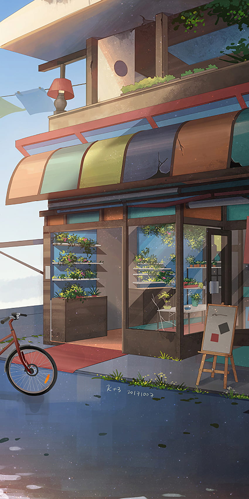 Anime Cafe, Boy, Fox, Scenic, Building HD phone wallpaper