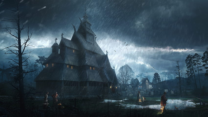 Viking Village, Rain Village HD wallpaper