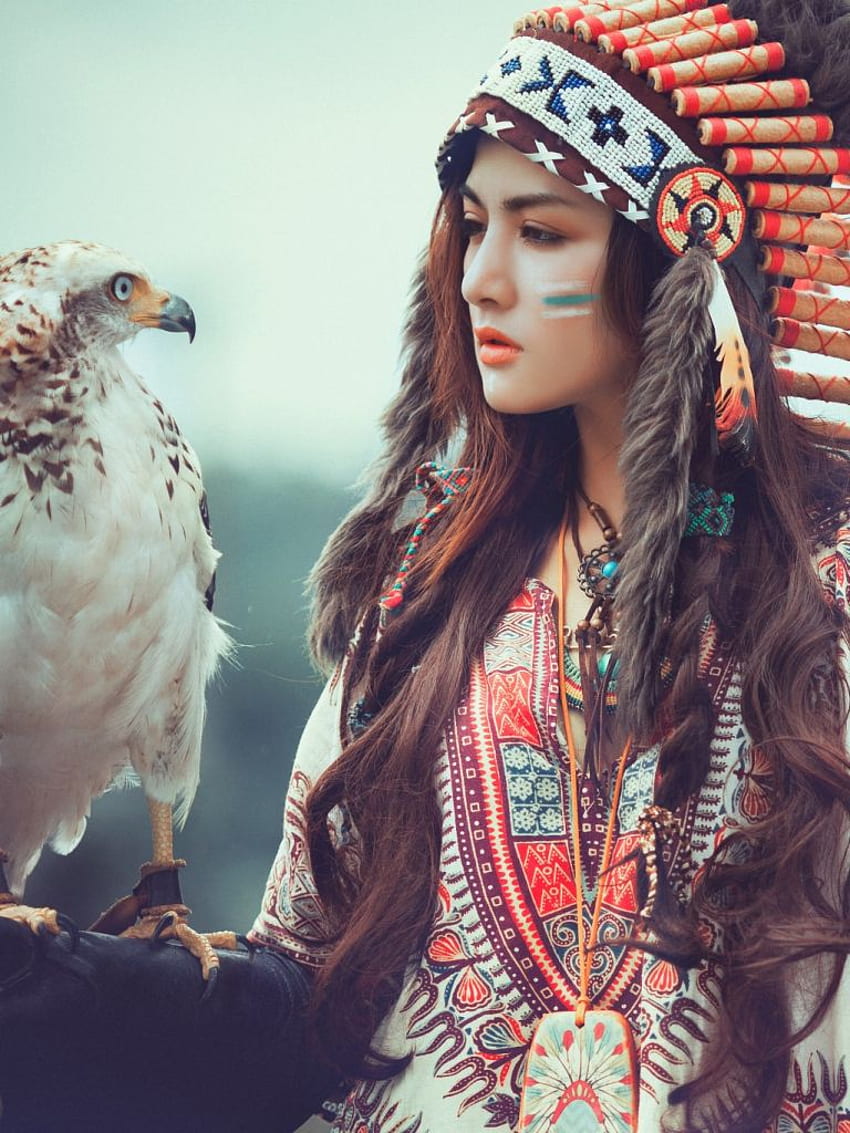 Woman Feather, Native Women HD phone wallpaper