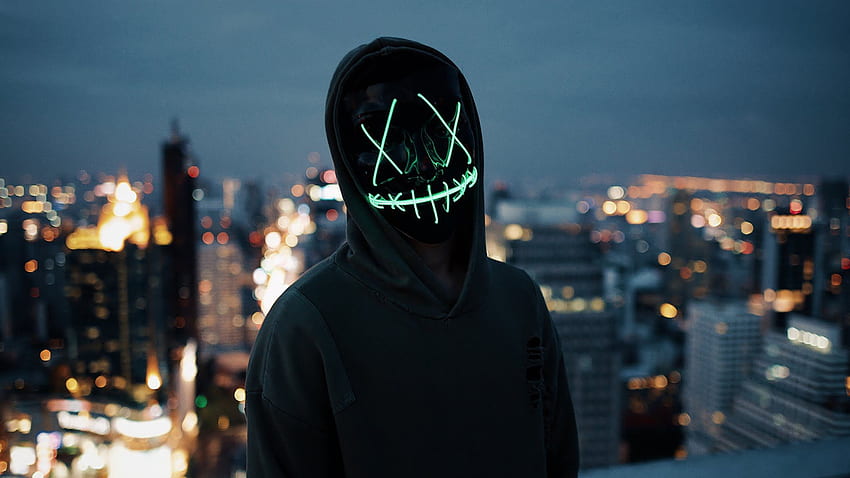 Mask Guy Neon - Máscara de luz -, Máscara de gas neón fondo de pantalla