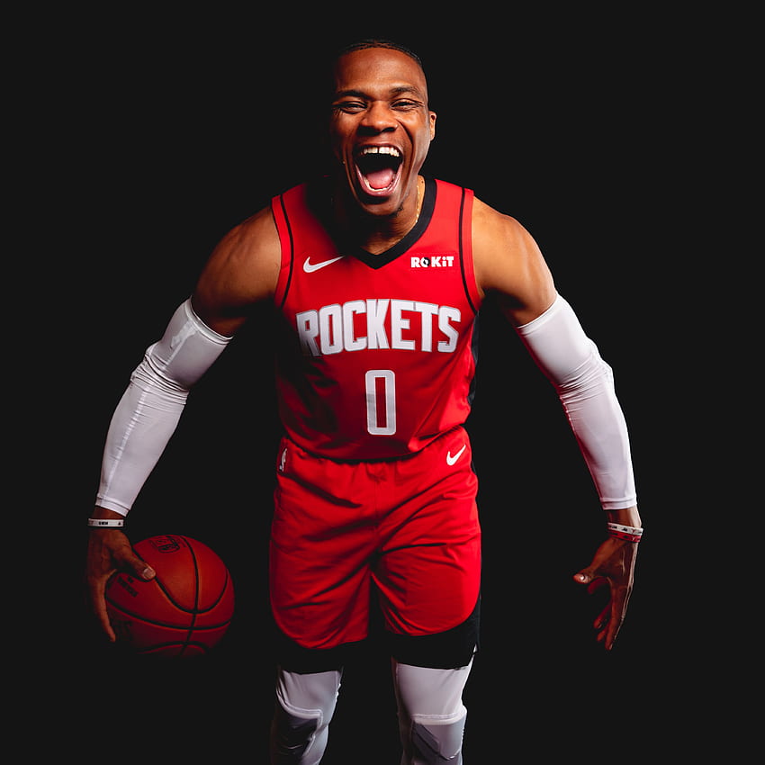 Rockets Media Day 2019, Russell Westbrook Houston Rockets fondo de pantalla del teléfono