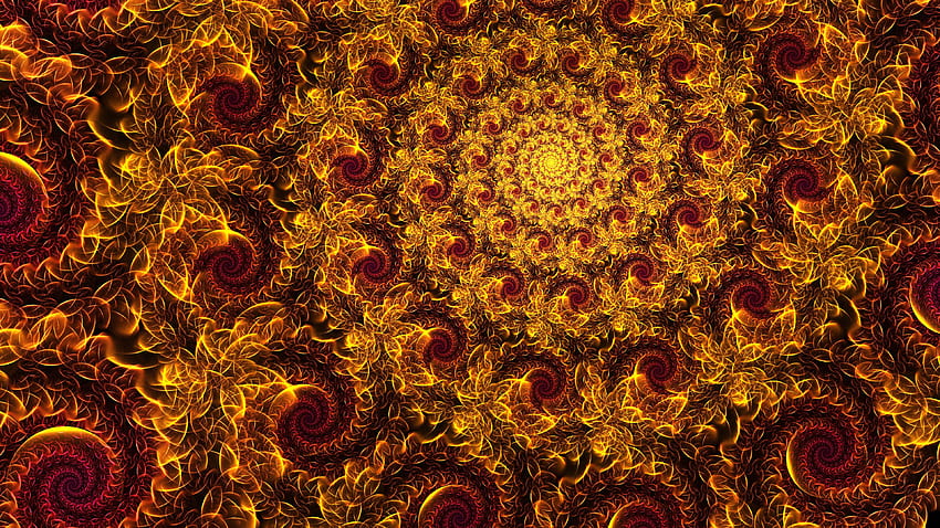 Red Yellow Spiral Fractal Art Pattern Abstraction Abstract HD wallpaper
