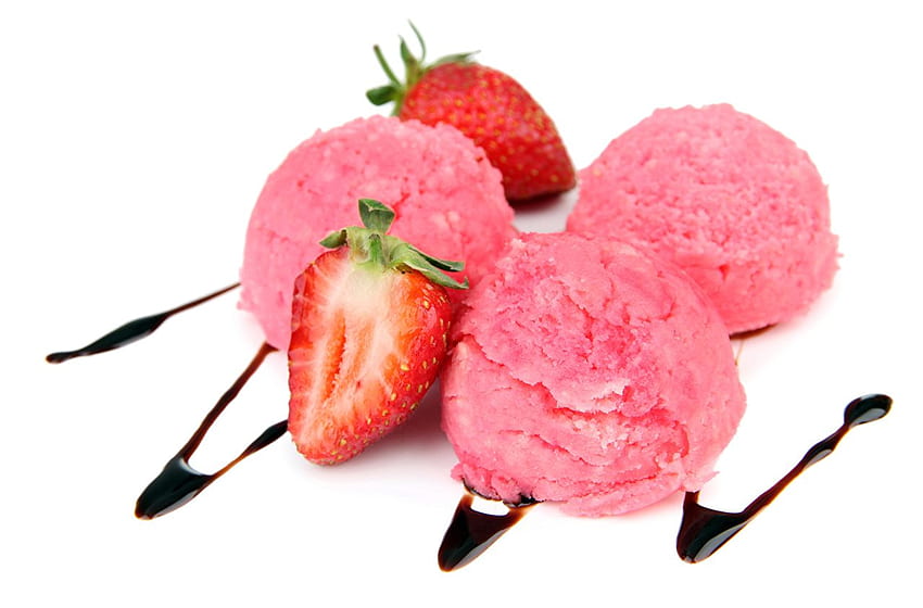 Ice cream Pink color Strawberry Food Balls HD wallpaper