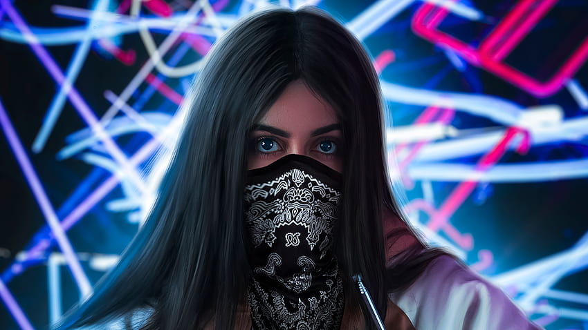 Girl Mask Hoodie Long Hairs , Artist, , , Background, and , Girl With Mask fondo de pantalla